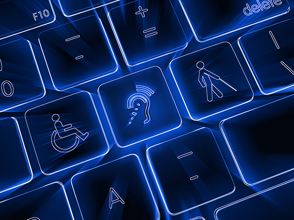 Icone di accessibilità per computer sulla tastiera
